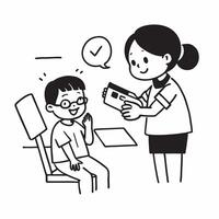 Child at the pediatricians office concept as A child receiving a check up at the pediatricians office highlighting the importance of regular health checks for children and speciali v1 vector