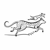 Cheetah chasing antelope concept as A cheetah in full sprint chasing an antelope across the plains highlighting the speed and agility of the worlds fastest land animal in Photo St v1 vector