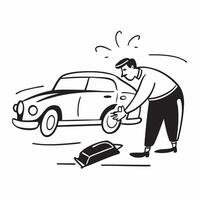 Car restoration in garage concept as A man restoring a classic car in his garage emphasizing the passion patience and skill required for this engaging hobby in Photo Stock Concept v1 vector