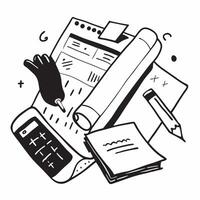 Calculator pen and financial documents on a desk concept as A calculator pen and financial documents on a desk symbolizing financial planning budgeting and cost saving practices in Clean Version 2 vector