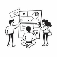 Business team reviewing financial charts and graphs concept as A business team reviewing financial charts and graphs emphasizing analysis strategic planning and cost saving measure v1 vector