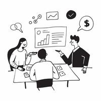 Business team discussing cost saving strategies concept as A business team gathered around a table discussing cost saving strategies with charts and graphs highlighting collaborati v1 vector