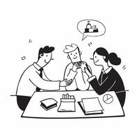 Business professionals enjoying a relaxed lunch break concept as Business professionals enjoying a relaxed lunch break while casually discussing business matters highlighting a bal v1 vector