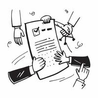 Business people shaking hands over a contract labeled Cost Reduction concept as Business people shaking hands over a contract labeled Cost Reduction highlighting successful negotia v1 vector