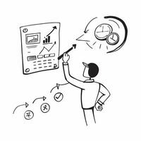 Business professional analyzing market trends concept as A business professional analyzing market trends highlighting high performance strategic planning and data analysis for busi v1 vector