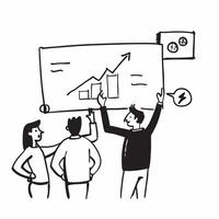 Business professional presenting growth strategy concept as A business professional presenting a detailed growth strategy to the team symbolizing high performance strategic plannin v1 vector