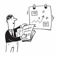 Business professional reviewing financial reports concept as A business professional reviewing financial reports representing high performance strategic planning and the importance v1 vector