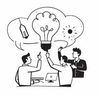 Business partners brainstorming at a lunch cafe concept as Business partners brainstorming innovative ideas at a trendy lunch cafe highlighting creativity and strategic thinking in v1 vector