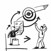 Business leader setting growth targets concept as A business leader setting growth targets for the team illustrating high performance strategic planning and motivation for business v1 vector