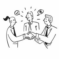 Business leaders negotiating joint venture terms concept as Business leaders negotiating the terms of a joint venture representing high performance strategic planning and successfu v1 vector