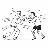 Boxers exchanging punches concept as Two boxers exchanging powerful punches in the ring highlighting action intensity and competition in Photo Stock Concept v1 vector