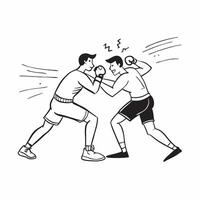 Boxers engaging in a fierce exchange concept as Boxers fiercely exchanging blows in the ring highlighting action intensity and competition in Photo Stock Concept v1 vector