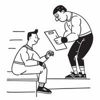 Boxer resting between rounds concept as A boxer resting and receiving guidance from the coach between rounds emphasizing strategy and recovery in Photo Stock Concept v1 vector