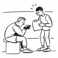 Boxer sitting in the corner with a coach concept as A boxer sitting in the corner receiving advice and support from the coach between rounds emphasizing recovery and strategy in P v1 vector