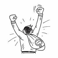 Boxer raising their arms in victory concept as A triumphant boxer raising their arms in victory celebrating a hard earned win in the ring in Photo Stock Concept v1 vector