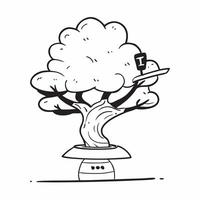 Bonsai tree isolated on white background concept as A meticulously shaped bonsai tree isolated on a white background highlighting its intricate form and miniature size perfect for Clean Version 2 vector