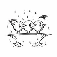 Birds on a rainy day concept as High resolution image of birds perched on wet branches during a rain shower with a glossy backdrop symbolizing resilience and natures beauty in the v1 vector