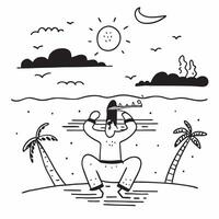 Beachside meditation concept as High resolution image of a person meditating by the beach with a glossy backdrop highlighting wellness and tranquility at beach resorts in Photo St v1 vector