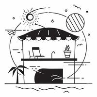 Beachside pool bar concept as High resolution image of a beachside pool bar with a glossy backdrop highlighting relaxation and luxury at beach resorts in Photo Stock Concept v1 vector