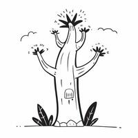 Baobab tree isolated on white background concept as A unique baobab tree isolated on a white background showcasing its massive trunk and sparse foliage suitable for educational env Clean Version 2 vector
