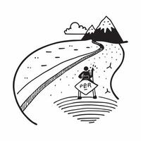 Backpacker on narrow trail concept as High resolution image of a backpacker navigating a narrow trail on a mountainside with a glossy backdrop capturing the challenges and thrill o Clean Version 2 vector