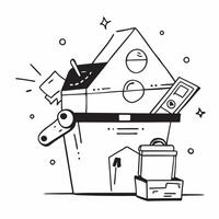 Automated home office concept as A futuristic home featuring an automated home office ensuring optimal productivity and convenience through advanced technology in Photo Stock Conc v1 vector