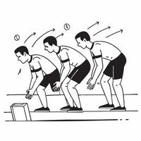 Athletes warming up before a race concept as A candid shot of athletes warming up before a race showcasing the determination focus and energy with natural expressions and interacti Clean Version 2 vector