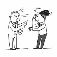 Argument with coworker concept as Two coworkers arguing symbolizing a bad day filled with conflict and tension in the workplace in Photo Stock Concept v1 vector