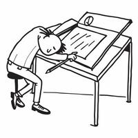 Architect sleeping on drafting table concept as An architect sleeping on a drafting table in their office highlighting the long hours and creative effort involved in designing stru v1 vector