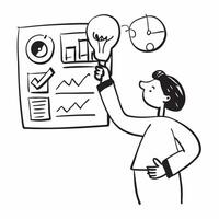 Analyst with light bulb and charts concept as An analyst holding a light bulb and charts representing the analysis and visualization of new ideas for work in Photo Stock Concept v1 vector
