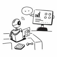 AI powered office assistant concept as An office room featuring an AI powered assistant robot helping with daily tasks symbolizing the future of workplace automation in Photo Stoc v1 vector