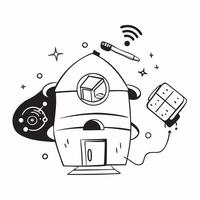 AI powered home security concept as A futuristic home with AI powered security systems ensuring safety and peace of mind through advanced technology in Photo Stock Concept v1 vector
