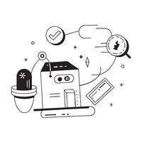 AI powered home health monitoring concept as A futuristic home featuring AI powered health monitoring systems ensuring optimal well being through advanced technology in Photo Stoc v1 vector