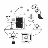 AI powered climate control concept as An office room featuring AI powered climate control systems symbolizing the future of personalized and energy efficient workspaces in Photo S v1 vector