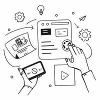 AI driven content creation concept as An office room equipped with AI driven content creation tools highlighting the future of automated and intelligent business processes in Phot v1 vector