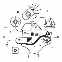 AI driven climate control concept as A futuristic home with AI driven climate control systems ensuring optimal comfort and energy efficiency through advanced technology in Photo S v1 vector