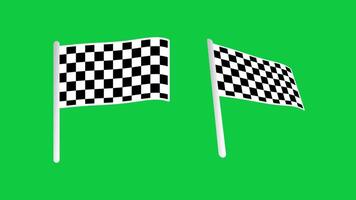 Animation of Two checkered flags waving in the wind signal the end of a high-speed race, symbolizing victory, competition, and achievement in motor sports video