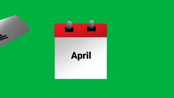 Animation of A desk calendar flipping through months from January to December, symbolizing the passage of time, continuous change, productivity, in daily life and business scheduling video
