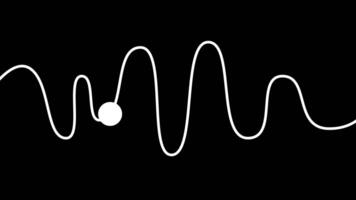 A white circle smoothly moves along a wavy path on a black background, representing oscillation, rhythm, and continuous motion in a fluid visual form video