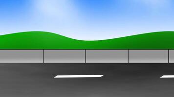 uma lindo rodovia Visão com verde colinas e uma Claro céu, representando uma pacífico e suave viagem experiência em a aberto estrada video