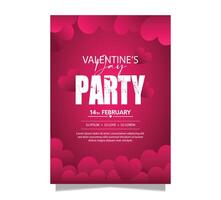 Valentines day party poster template design with heart vector