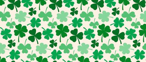 Seamless pattern of green clover leaves for St. Patrick's Day. vector