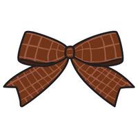 A drawing of a stylish brown checkered bow with a classic and elegant design. vector
