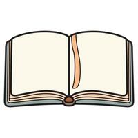 A drawing of an open notebook with blank or lined pages, symbolizing creativity, organization, and note-taking. vector