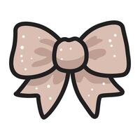 A drawing of a small beige bow adorned with delicate snowflakes. vector