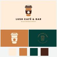 Modern Logo Design Cafe and Bar. Minimalist Branding with a Paper Cup Icon vector