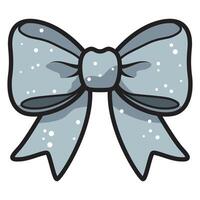 A drawing of a delicate blue bow adorned with intricate snowflakes. vector