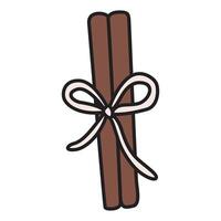 A drawing of cinnamon sticks tied together with a decorative bow. vector