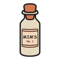 A drawing of a small glass bottle, featuring a clean, minimalistic design with a sleek, transparent body. vector