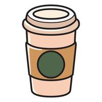 A drawing of a large paper coffee cup with a minimalist and modern design. vector